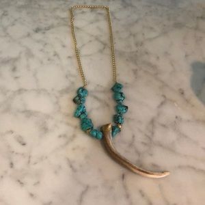 Statement Horned Necklace with turquoise beads